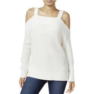 SANCTUARY Winter White Ivory Bare Off Shoulder Sweater